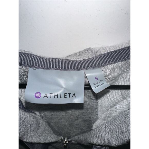 Athleta Lotus Vest Sleeveless Drawstring Hoodie‎ French Terry Grey Size Small - Picture 4 of 11